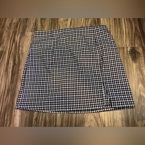 Wild Fable Women’s Blue Black White Checked Tweed A-Line Short Skirt Slit 14